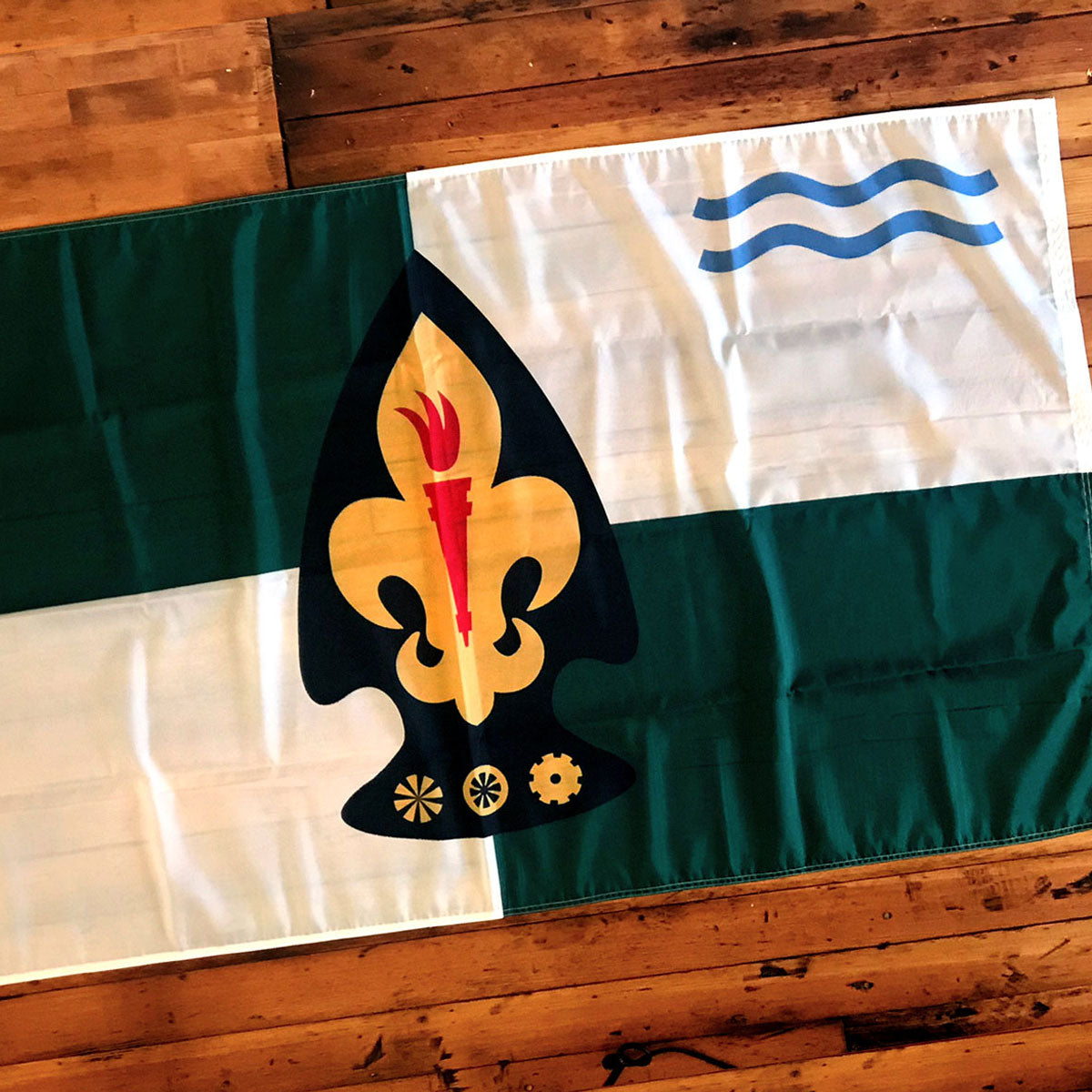 Ottawa's flag on a wooden background